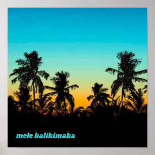 Mele Kalikimaka Hawaiian Christmas Artistic Hawaii Poster