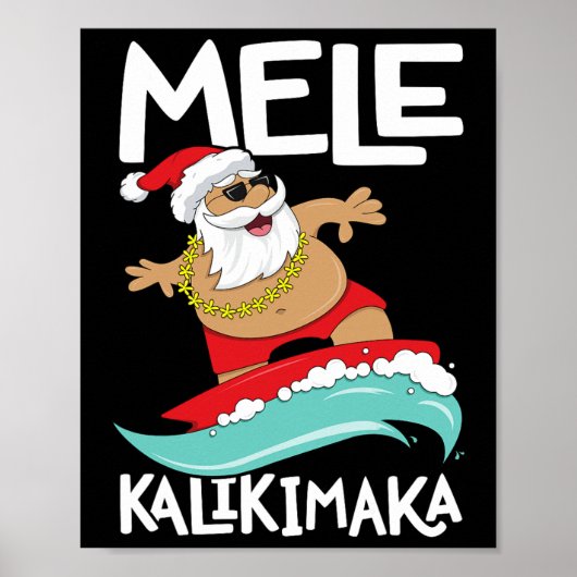 Mele Kalikimaka Hawaiian Christmas Hawaii Surfing Poster (Vorne)