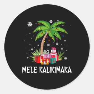 Mele Kalikimaka Hawaiian Christmas Palm Tree Famil Runder Aufkleber