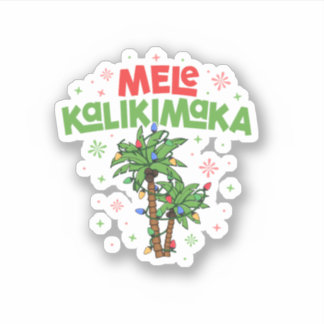 Mele Kalikimaka Hawaiian Christmas Palm Tree Light Aufkleber