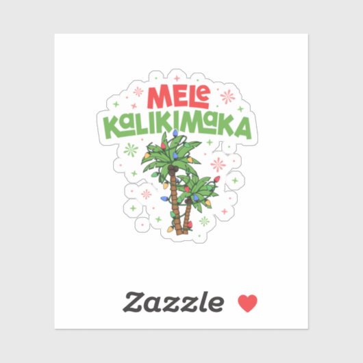 Mele Kalikimaka Hawaiian Christmas Palm Tree Light Aufkleber (Blatt)