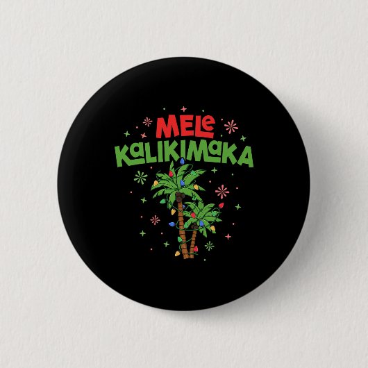 Mele Kalikimaka Hawaiian Christmas Palm Tree Light Button (Vorderseite)