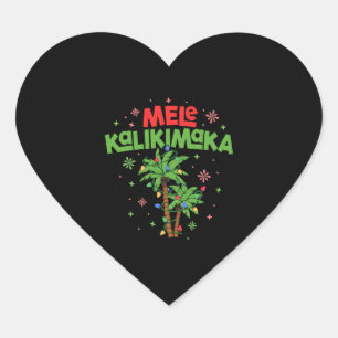 Mele Kalikimaka Hawaiian Christmas Palm Tree Light Herz-Aufkleber