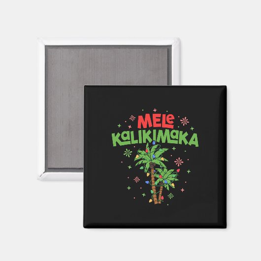 Mele Kalikimaka Hawaiian Christmas Palm Tree Light Magnet (Vorderseite/Rückseite)