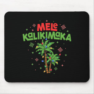 Mele Kalikimaka Hawaiian Christmas Palm Tree Light Mousepad