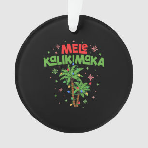 Mele Kalikimaka Hawaiian Christmas Palm Tree Light Ornament