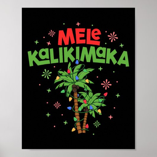 Mele Kalikimaka Hawaiian Christmas Palm Tree Light Poster (Vorne)