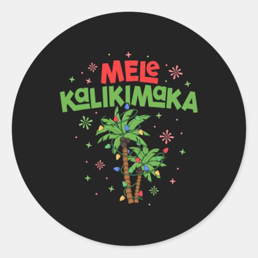 Mele Kalikimaka Hawaiian Christmas Palm Tree Light Runder Aufkleber (Vorderseite)