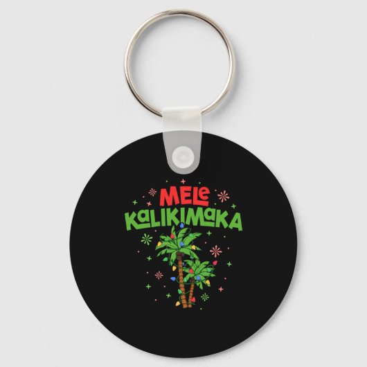 Mele Kalikimaka Hawaiian Christmas Palm Tree Light Schlüsselanhänger (Vorderseite)