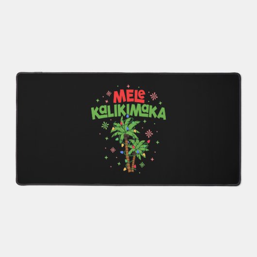 Mele Kalikimaka Hawaiian Christmas Palm Tree Light Schreibtischunterlage (Vorderseite)