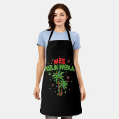 Mele Kalikimaka Hawaiian Christmas Palm Tree Light Schürze (Getragen)