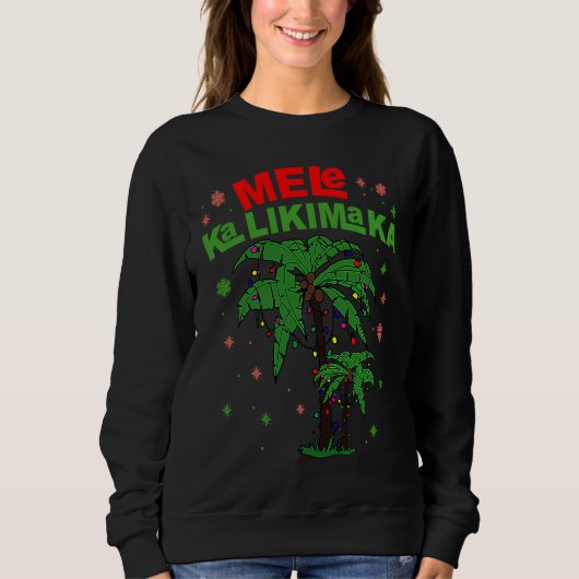 Mele Kalikimaka Hawaiian Christmas Palm Tree Light Sweatshirt (Vorderseite)