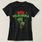 Mele Kalikimaka Hawaiian Christmas Palm Tree Light T-Shirt (Design vorne)