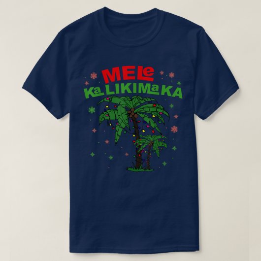Mele Kalikimaka Hawaiian Christmas Palm Tree Light T-Shirt (Design vorne)