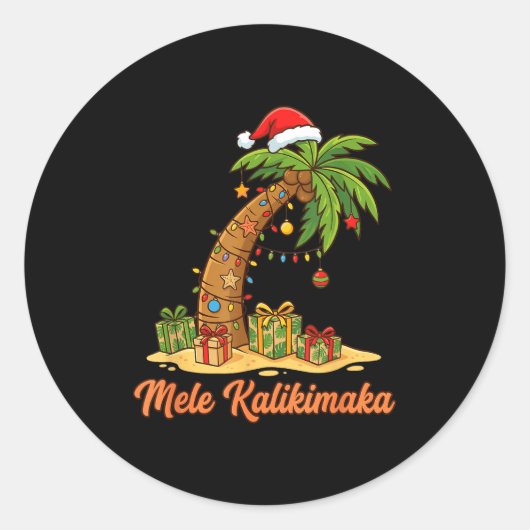 Mele Kalikimaka Hawaiian Christmas Palm Trees Runder Aufkleber (Vorderseite)