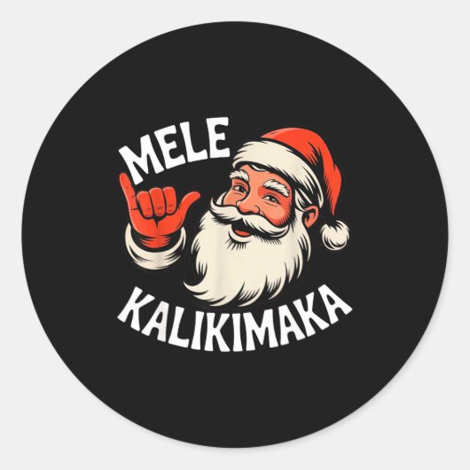 Mele Kalikimaka Hawaiian Christmas Santa Cartoon D Runder Aufkleber (Vorderseite)