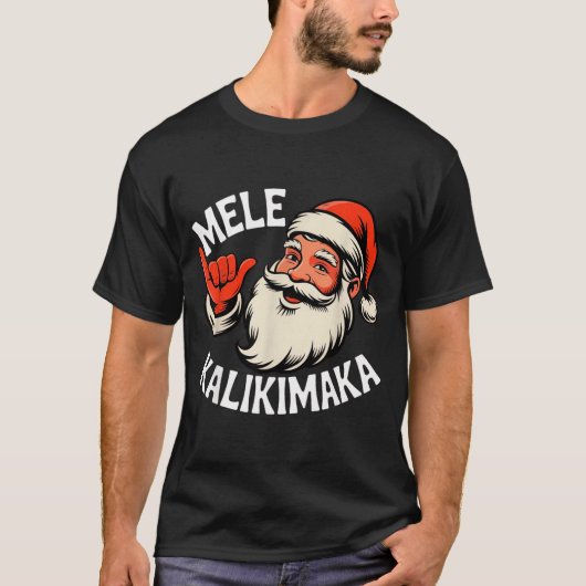 Mele Kalikimaka Hawaiian Christmas Santa Cartoon D T-Shirt (Vorderseite)