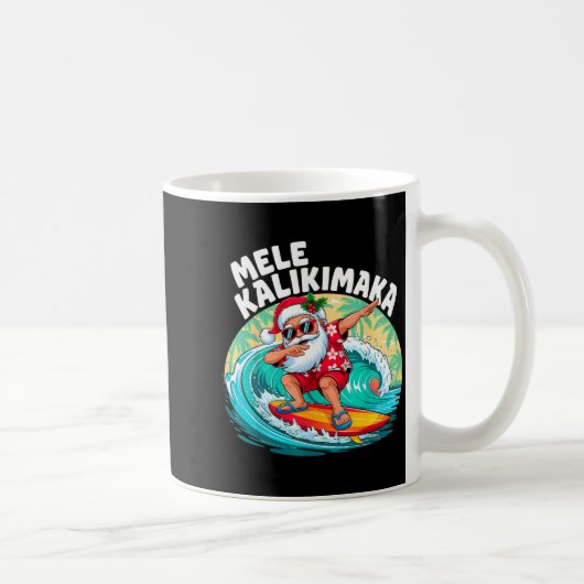 Mele Kalikimaka Hawaiian Christmas Santa Surfing B Kaffeetasse (Rechts)