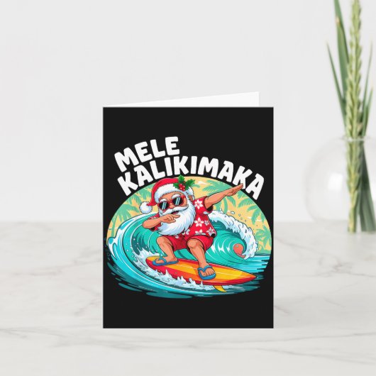 Mele Kalikimaka Hawaiian Christmas Santa Surfing B Karte (Vorderseite)