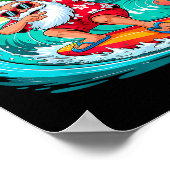 Mele Kalikimaka Hawaiian Christmas Santa Surfing B Poster (Ecke)