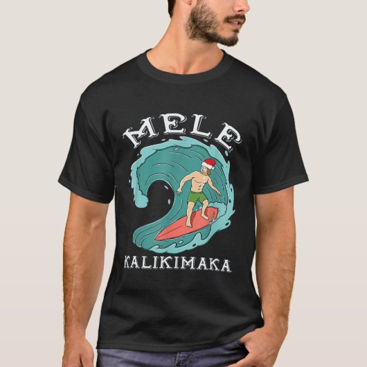 Mele Kalikimaka Hawaiian Christmas Surf Man Santa T-Shirt (Vorderseite)