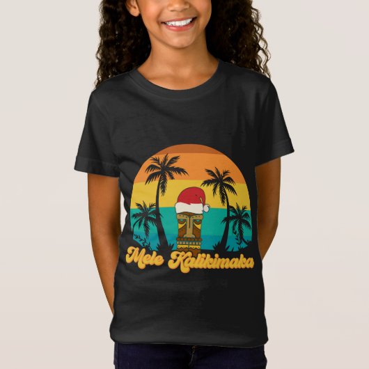 Mele Kalikimaka Hawaiian Christmas Tiki Weihnachts T-Shirt (Vorderseite)