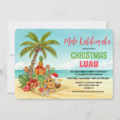 Mele Kalikimaka Hawaiian Christmas Watercolor Einladung (Vorderseite)
