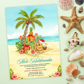 Mele Kalikimaka Hawaiian Christmas Watercolor Einladung