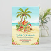 Mele Kalikimaka Hawaiian Christmas Watercolor Einladung (Stehend Vorderseite)