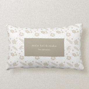 Mele Kalikimaka Hawaiian Floral Beig Lumber Pillow Lendenkissen