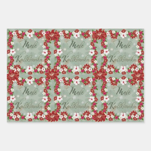 Mele Kalikimaka Hawaiian Floral Gift Wrap Geschenkpapier Set (Vorderseite 3)