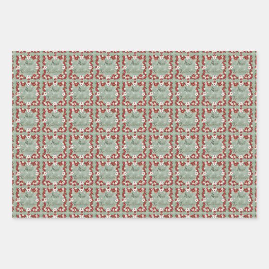 Mele Kalikimaka Hawaiian Floral Gift Wrap Geschenkpapier Set (Vorderseite)