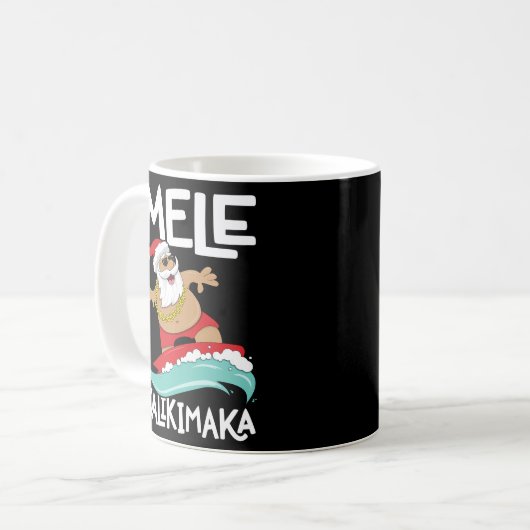 Mele Kalikimaka Hawaiian Hawaii Surfing Santa Kaffeetasse (Vorderseite Links)