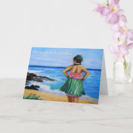 Mele Kalikimaka Hawaiian Hula Girl Holiday Card Karte