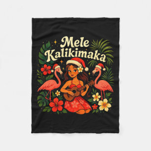 Mele Kalikimaka Hawaiian Hula Mädchen Weihnachten Fleecedecke
