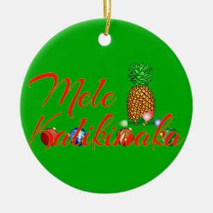Mele Kalikimaka Hawaiian Pineaple Keramikornament