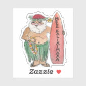 Mele Kalikimaka Hawaiian Santa Claus Sticker (Blatt)