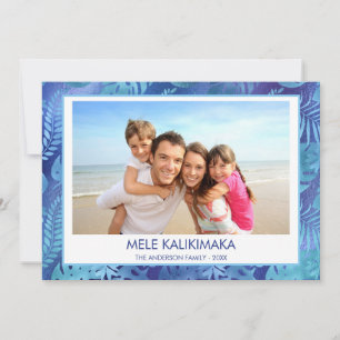 MELE KALIKIMAKA HAWAIIAN TROPICAL BLUE FOTO FEIERTAGSKARTE