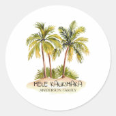 Mele Kalikimaka Hawaiian Tropical Christmas Runder Aufkleber (Vorderseite)
