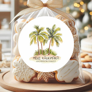 Mele Kalikimaka Hawaiian Tropical Christmas Runder Aufkleber