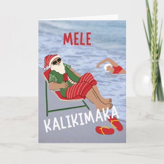 Mele Kalikimaka Hawaiian Weihnachtsstrand Santa Be Karte (Vorderseite)