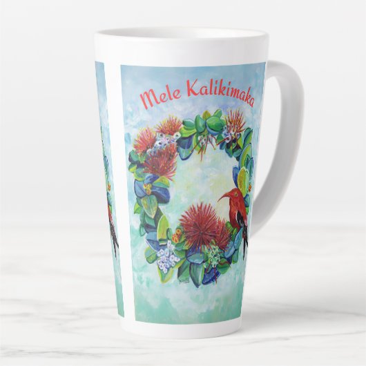 Mele Kalikimaka Hawaiian Wreath Latte Tasse (Rechte Ecke)