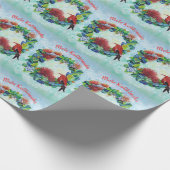 Mele Kalikimaka Hawaiian Wreath Wrapping Paper Geschenkpapier (Ecke)