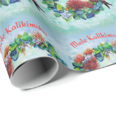 Mele Kalikimaka Hawaiian Wreath Wrapping Paper Geschenkpapier (Rolleneckpunkt)