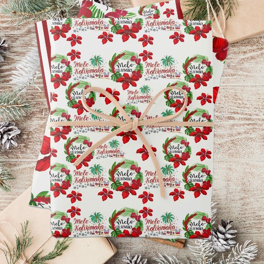 Mele Kalikimaka Hawaiian Wreath Wrapping Paper Geschenkpapier Set