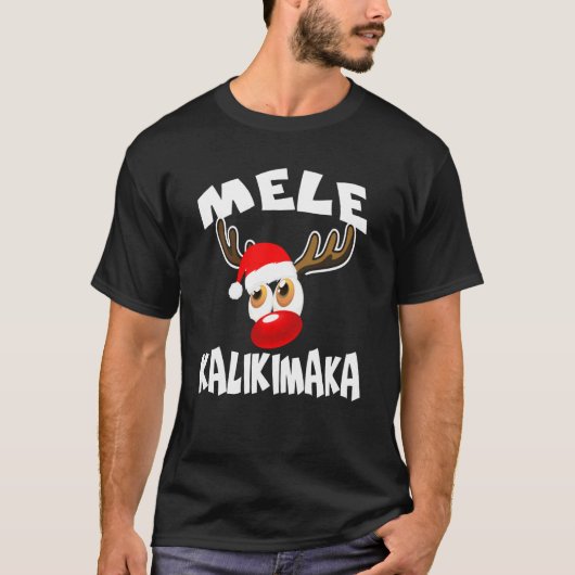 Mele Kalikimaka Hawaiian Xmas Red Nose Reindeer De T-Shirt (Vorderseite)