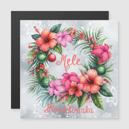Mele Kalikimaka Hawaiianischer Hibiskus Magnetkarte (Vorne/Hinten)
