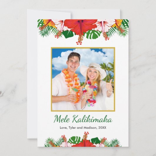 Mele Kalikimaka Hawaiianischer Hibiskus Weihnachts Feiertagskarte (Vorderseite)
