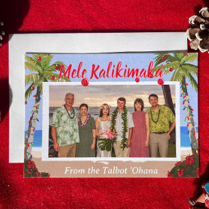Mele Kalikimaka Hawaiianischer Strand Personalisie Feiertagskarte