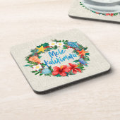 Mele Kalikimaka Hawaiianischer Weihnachtskranz Getränkeuntersetzer (Linke Seite)